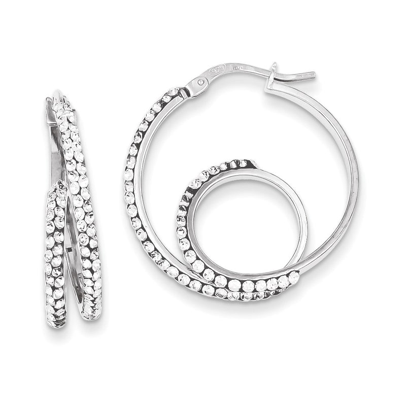 Sterling Silver Stellux Crystal Twisted Hoop Earrings