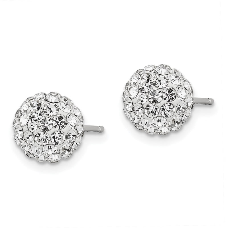 Sterling Silver Rhodium-Plated Post 8mm White Czech Crystal Earrings