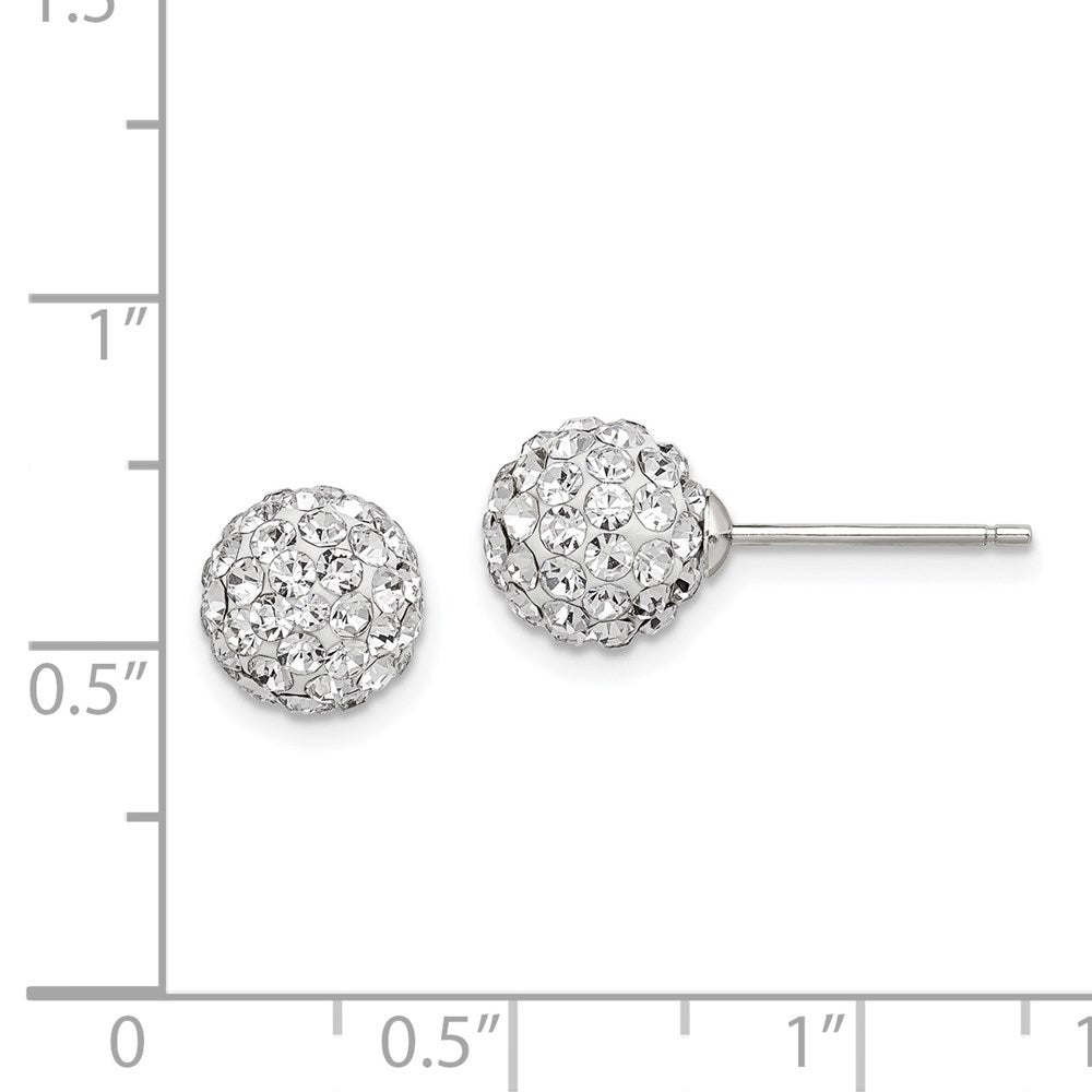 Sterling Silver Rhodium-Plated Post 8mm White Czech Crystal Earrings