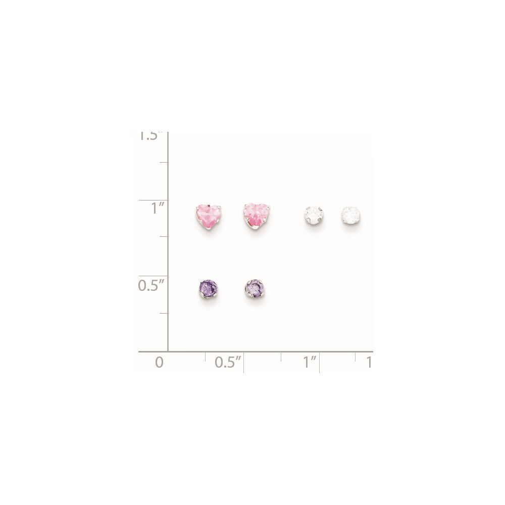 Sterling Silver 3 Piece Stellux Crystalpost Earringset