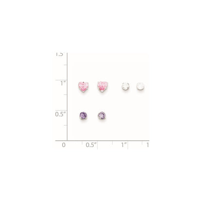 Sterling Silver 3 Piece Stellux Crystalpost Earringset