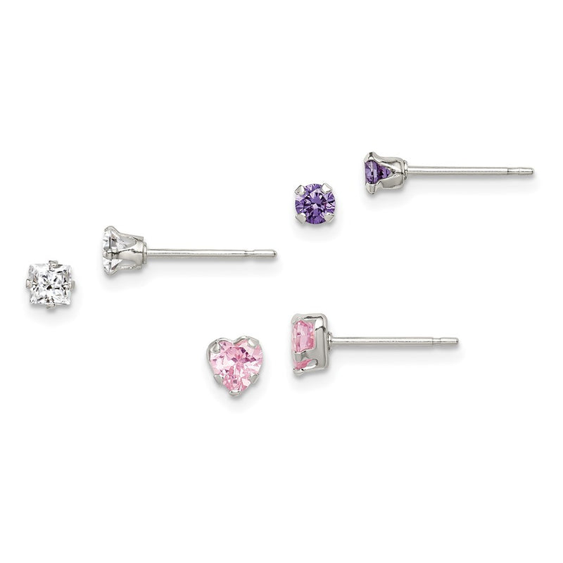 Sterling Silver 3 Piece Stellux Crystalpost Earringset