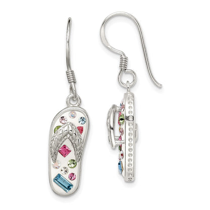 Sterling Silver Stellux Crystal Multi-Color/White Flip Flop Earrings