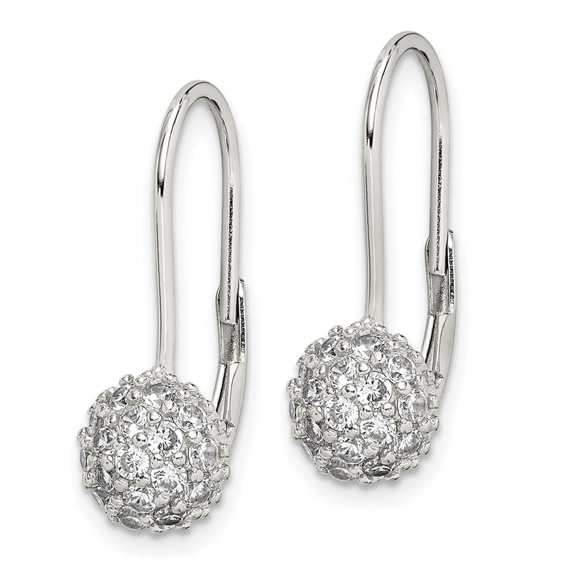 Sterling Silver Rhodium-Plated Cz Leverback Earrings