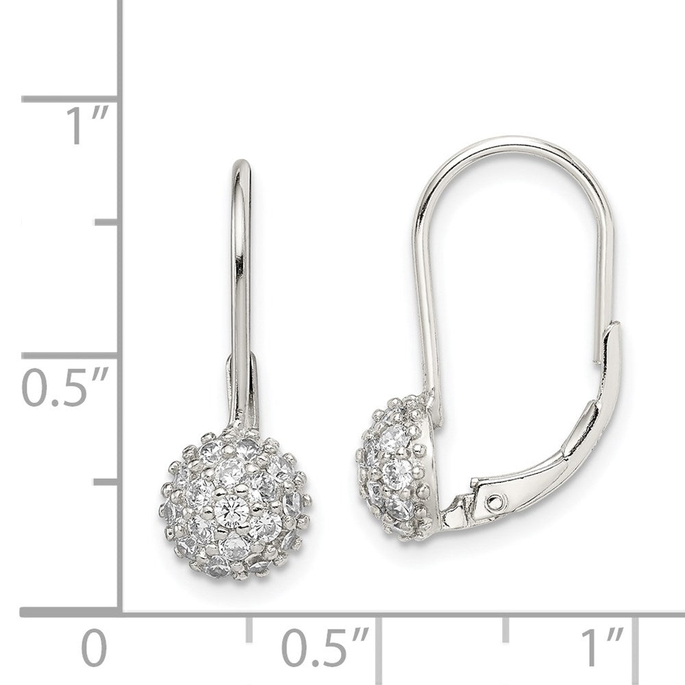 Sterling Silver Rhodium-Plated Cz Leverback Earrings