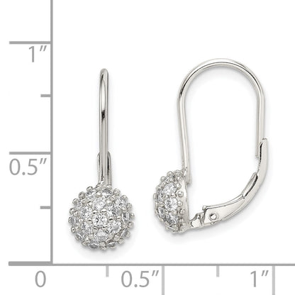 Sterling Silver Rhodium-Plated Cz Leverback Earrings