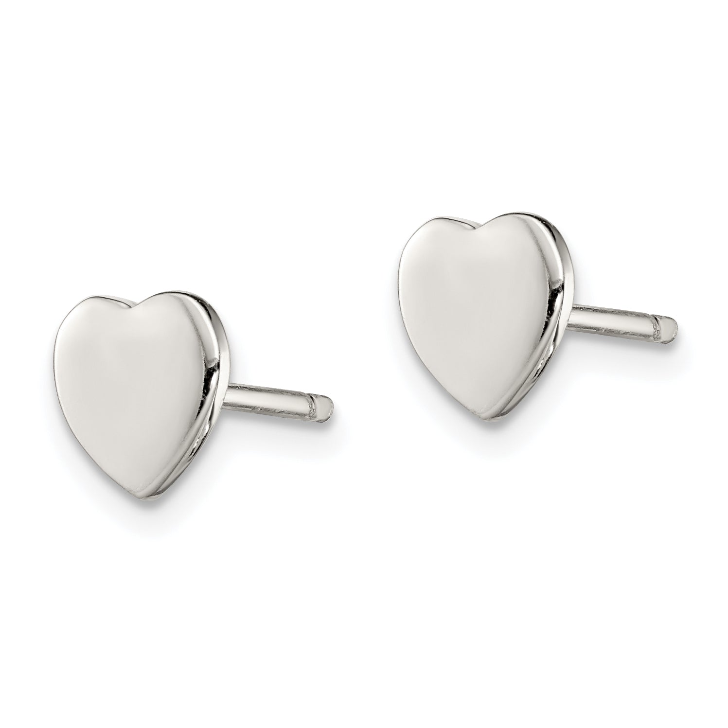 Sterling Silver Rhodium-Plated Polished Heart Children'S Post Earrings