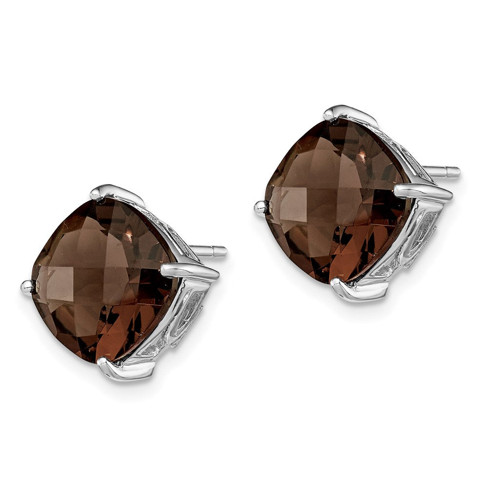 Sterling Silver Rhodium-Plated Smoky Quartz Earrings