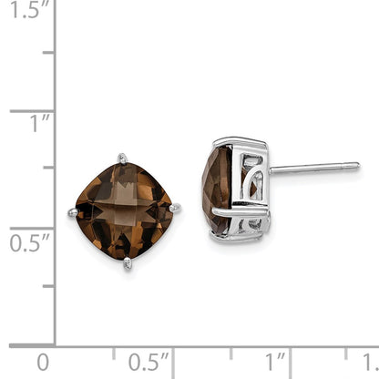 Sterling Silver Rhodium-Plated Smoky Quartz Earrings