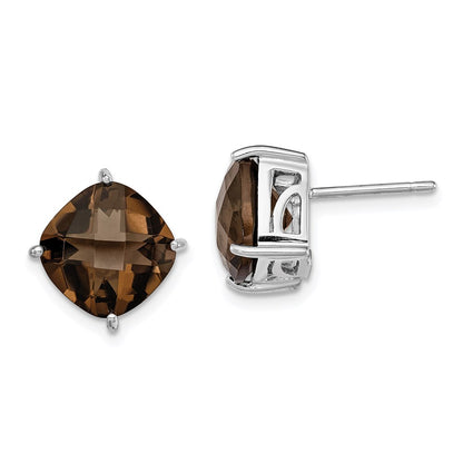 Sterling Silver Rhodium-Plated Smoky Quartz Earrings
