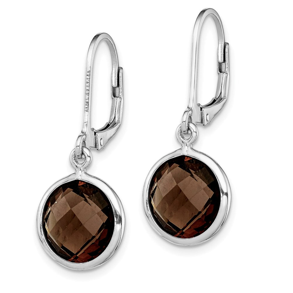 Sterling Silver Rhodium-Plated Smoky Quartz Earrings
