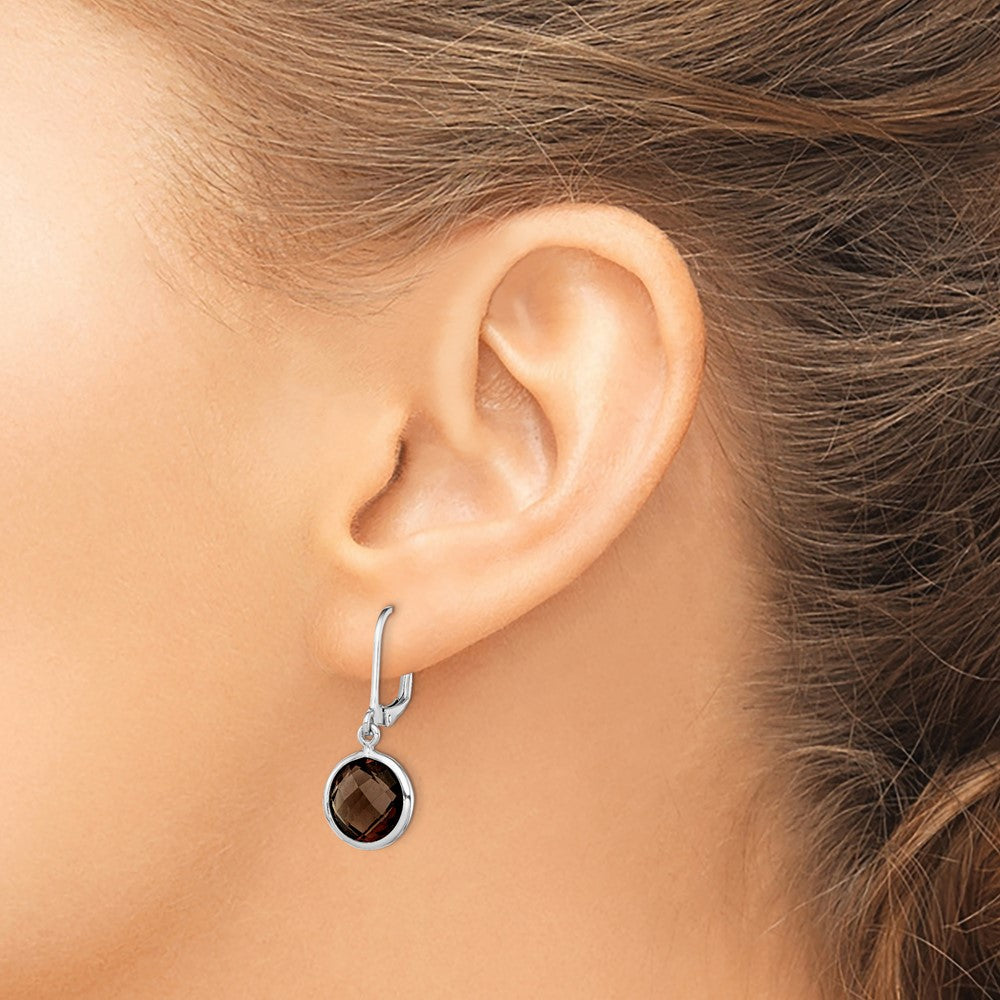 Sterling Silver Rhodium-Plated Smoky Quartz Earrings