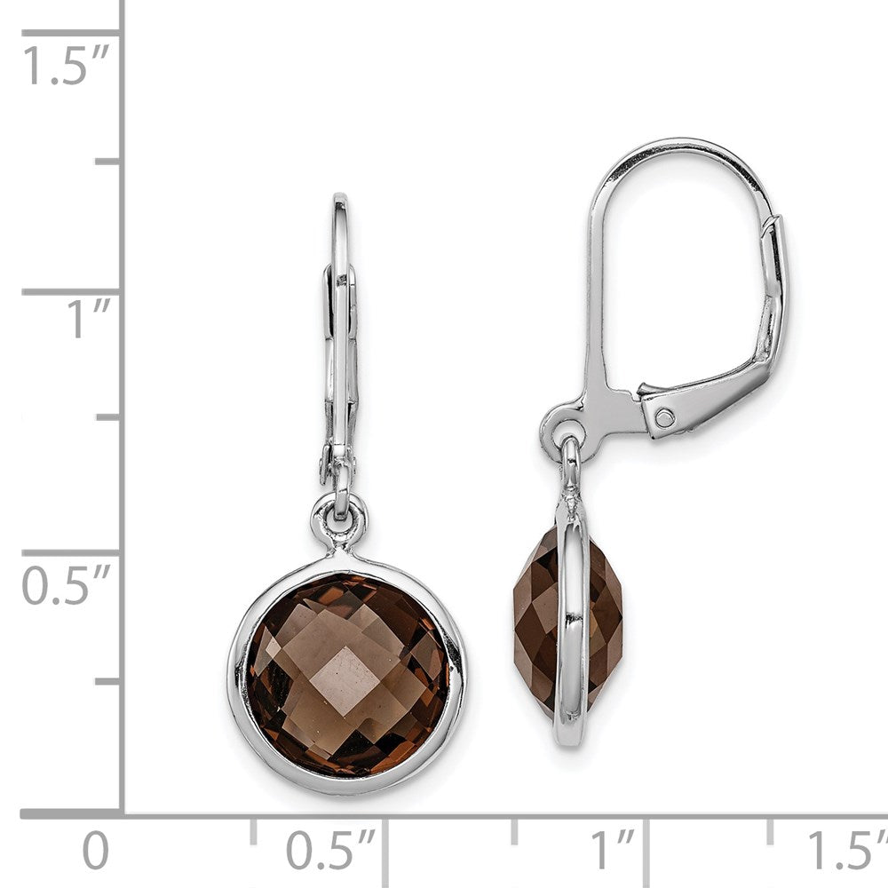 Sterling Silver Rhodium-Plated Smoky Quartz Earrings