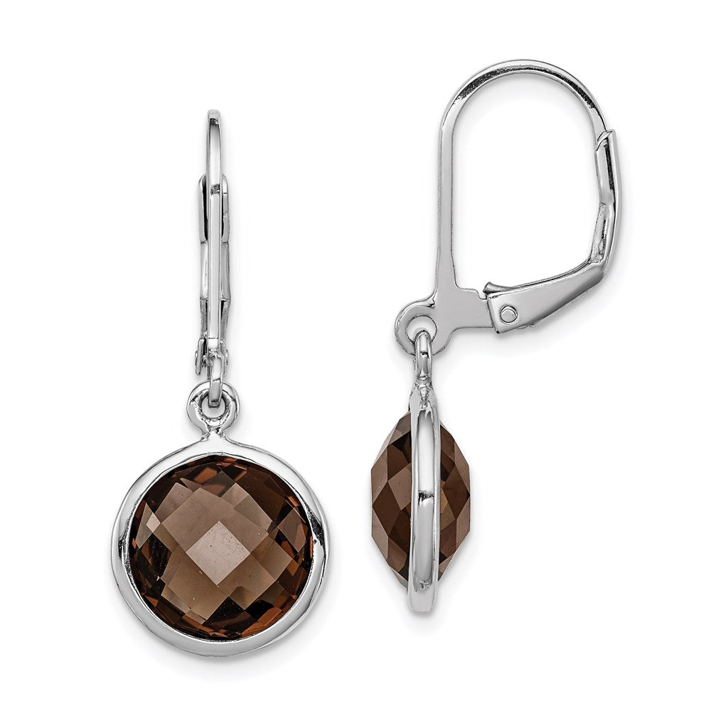 Sterling Silver Rhodium-Plated Smoky Quartz Earrings
