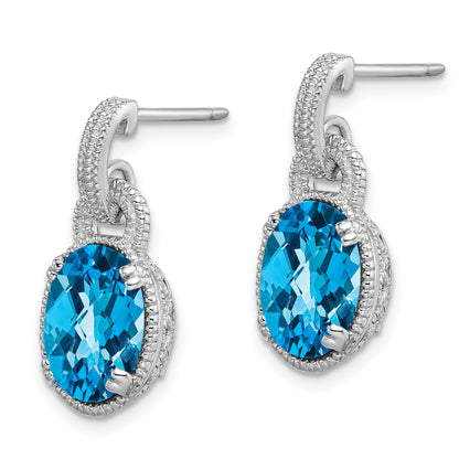 Sterling Silver Rhodium-Plated Blue Topaz Earrings