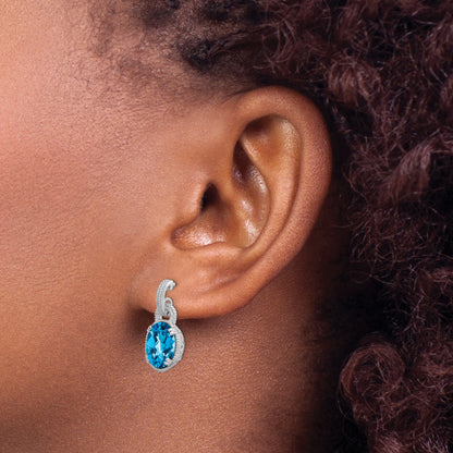 Sterling Silver Rhodium-Plated Blue Topaz Earrings