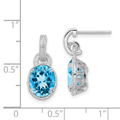Sterling Silver Rhodium-Plated Blue Topaz Earrings