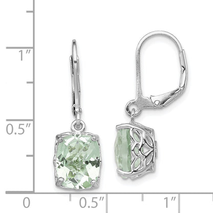 Sterling Silver Rhodium-Plated Green Quartz Earrings