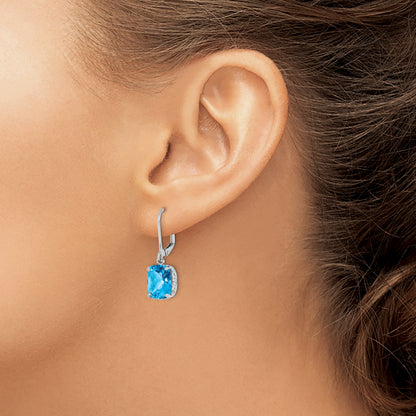 Sterling Silver Rhodium-Plated Blue Topaz Earrings
