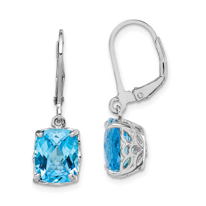 Sterling Silver Rhodium-Plated Blue Topaz Earrings
