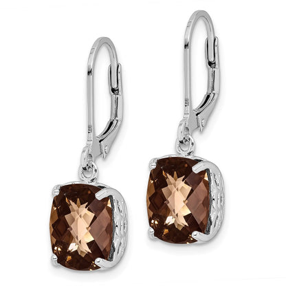 Sterling Silver Rhodium-Plated Smoky Quartz Earrings