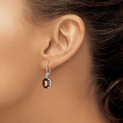 Sterling Silver Rhodium-Plated Smoky Quartz Earrings