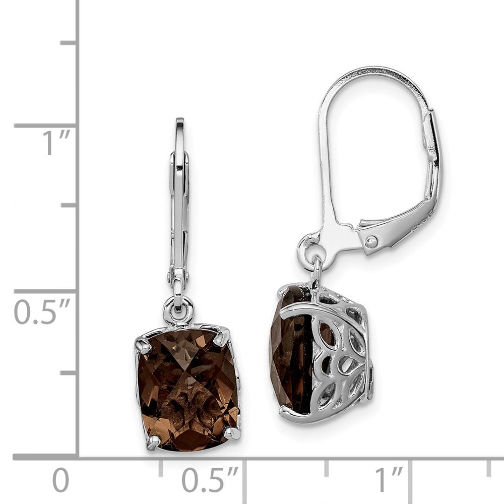 Sterling Silver Rhodium-Plated Smoky Quartz Earrings