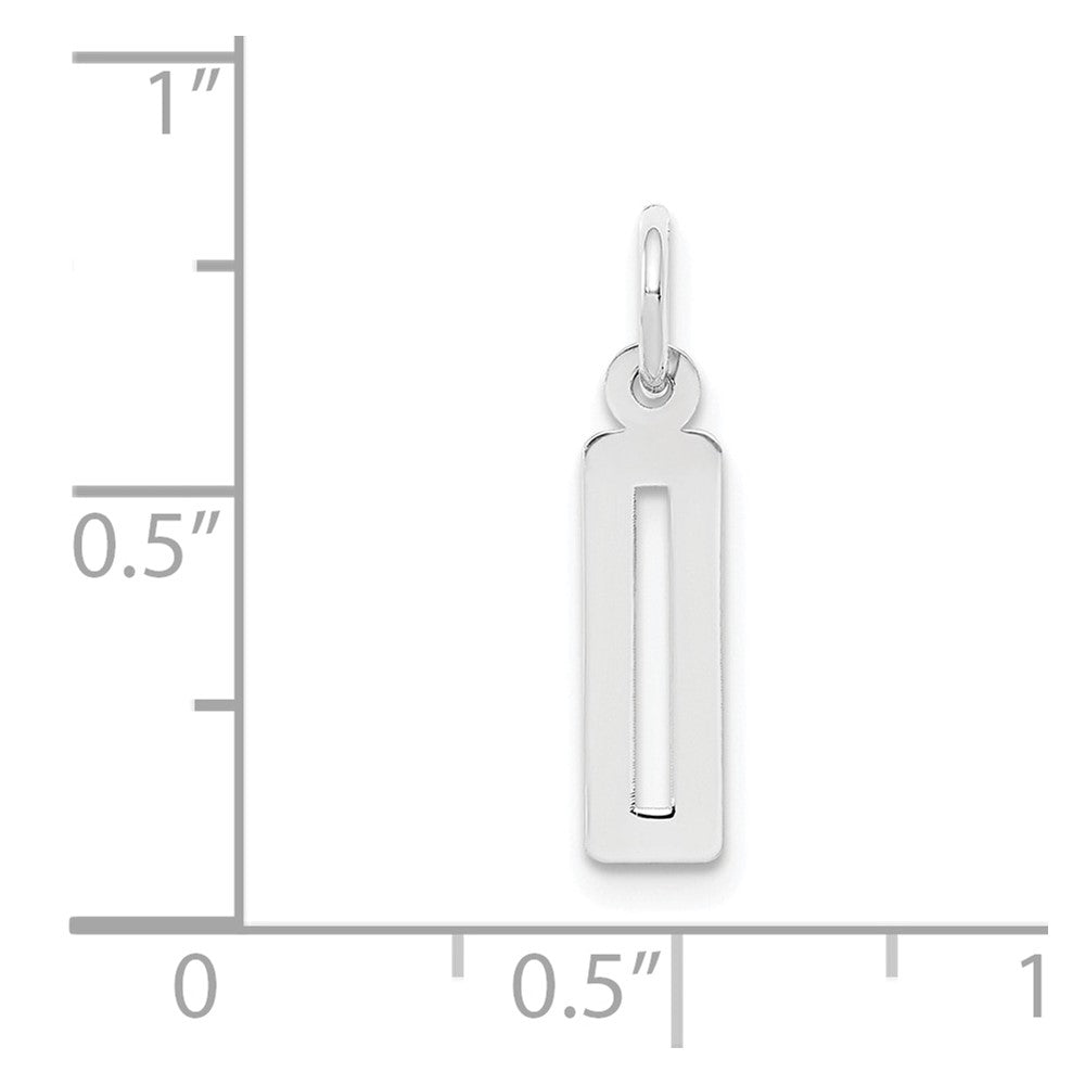 Sterling Silver Silver/Rhodium-Plated Elongated Polished Number 0 Charm