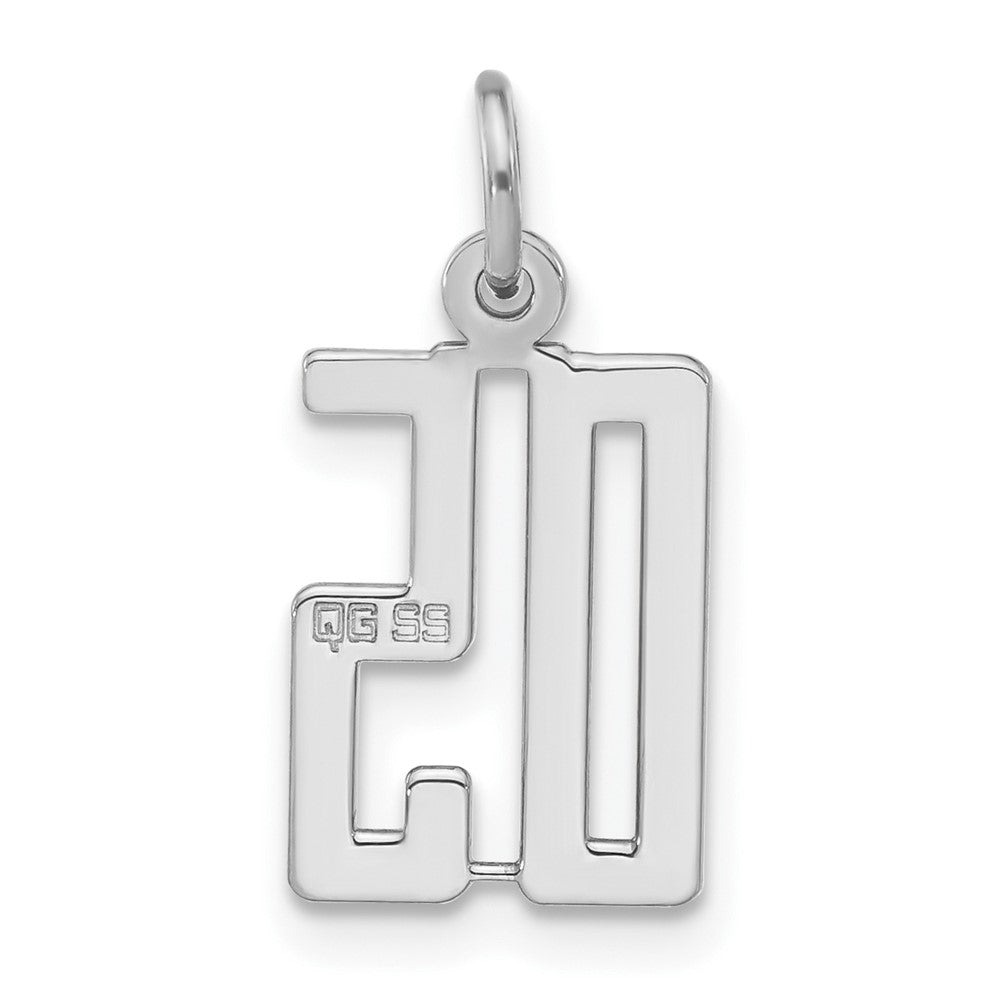 Sterling Silver Polished Small Elongated 05 Number W/ Top Charm