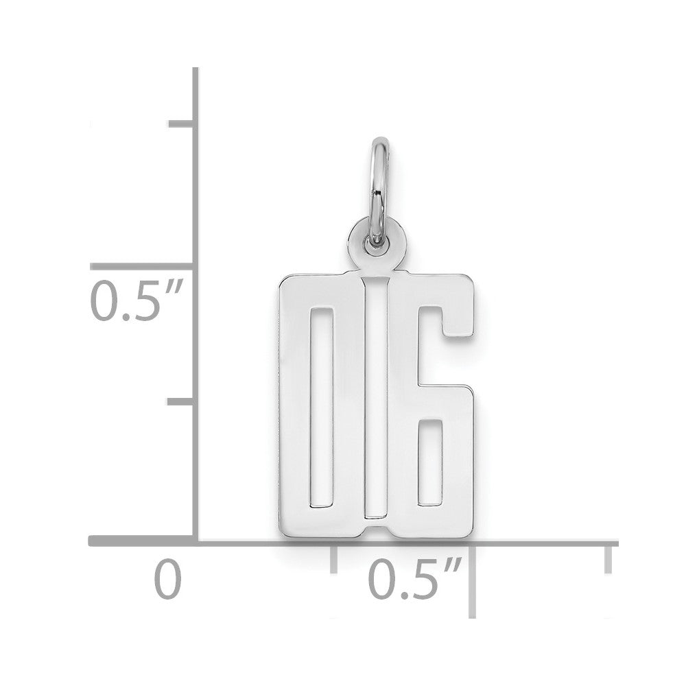 Sterling Silver Small Elongated Polished 06 Number Charm