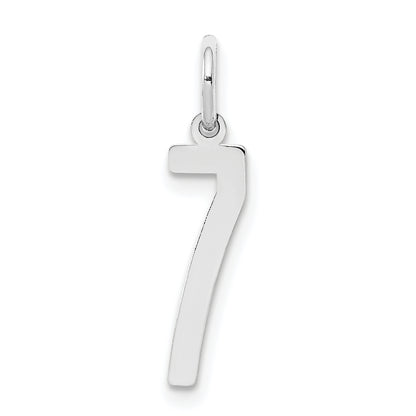 Sterling Silver Silver/Rhodium-Plated Elongated Polished Number 7 Charm