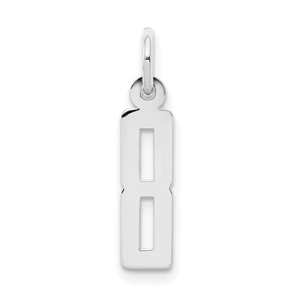 Sterling Silver Silver/Rhodium-Plated Elongated Polished Number 8 Charm