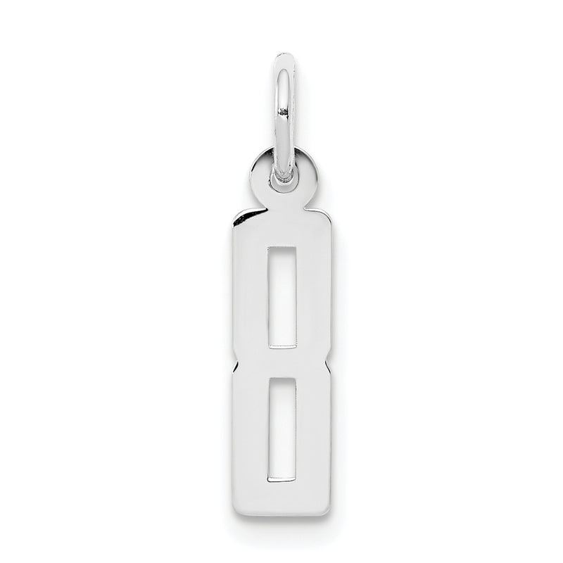 Sterling Silver Silver/Rhodium-Plated Elongated Polished Number 8 Charm