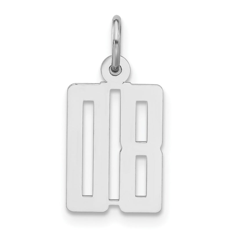Sterling Silver Polished Small Elongated 08 Number W/ Top Charm