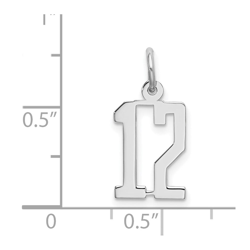 Sterling Silver Silver/Rhodium-Plated Elongated Number 12 Charm