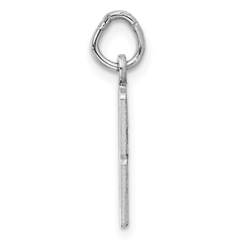 Sterling Silver Silver/Rhodium-Plated Elongated Number 18 Charm