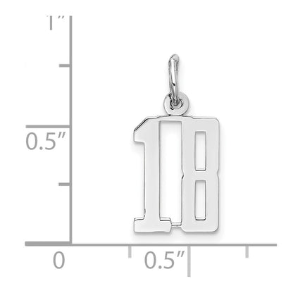 Sterling Silver Silver/Rhodium-Plated Elongated Number 18 Charm