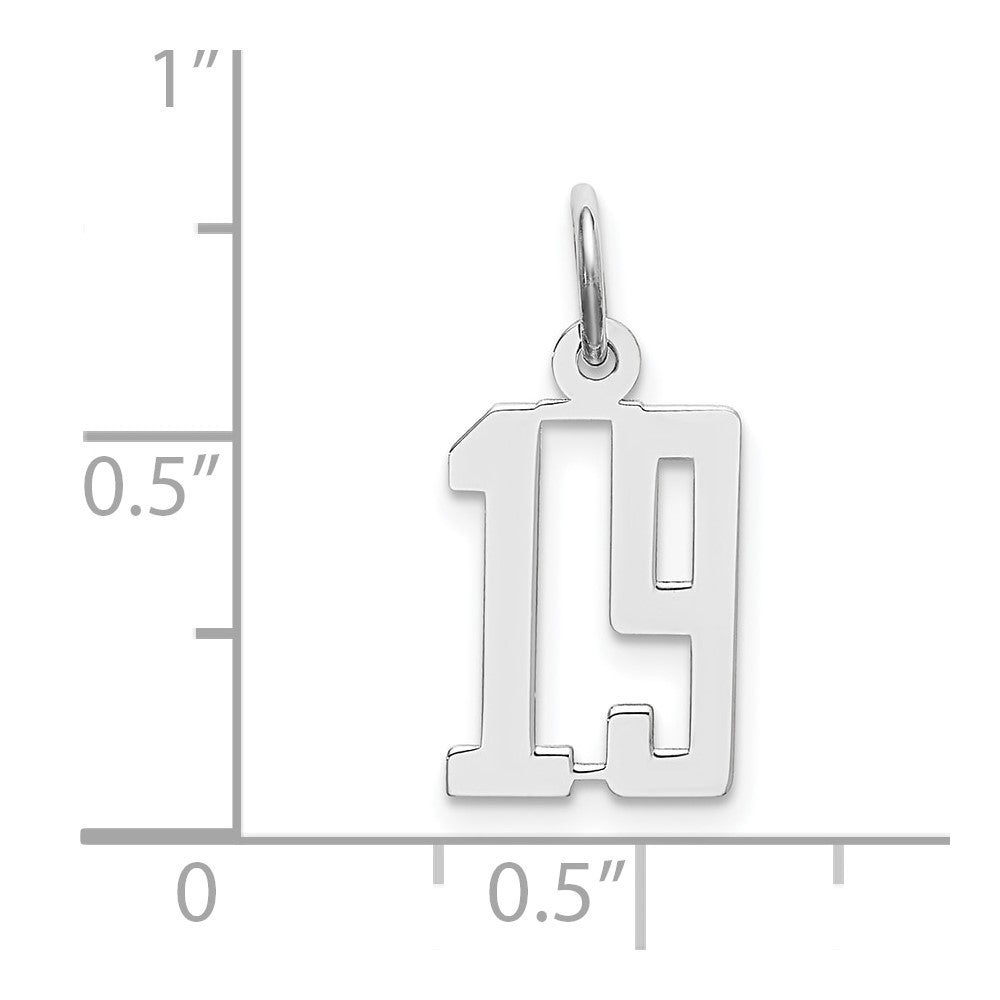 Sterling Silver Silver/Rhodium-Plated Elongated Number 19 Charm