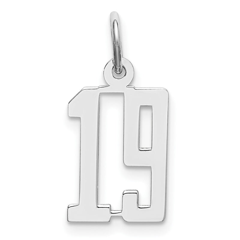 Sterling Silver Silver/Rhodium-Plated Elongated Number 19 Charm