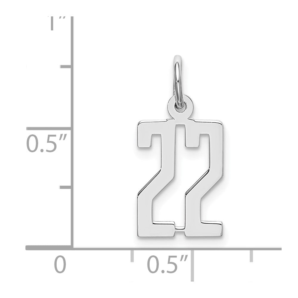 Sterling Silver Silver/Rhodium-Plated Elongated Number 22 Charm