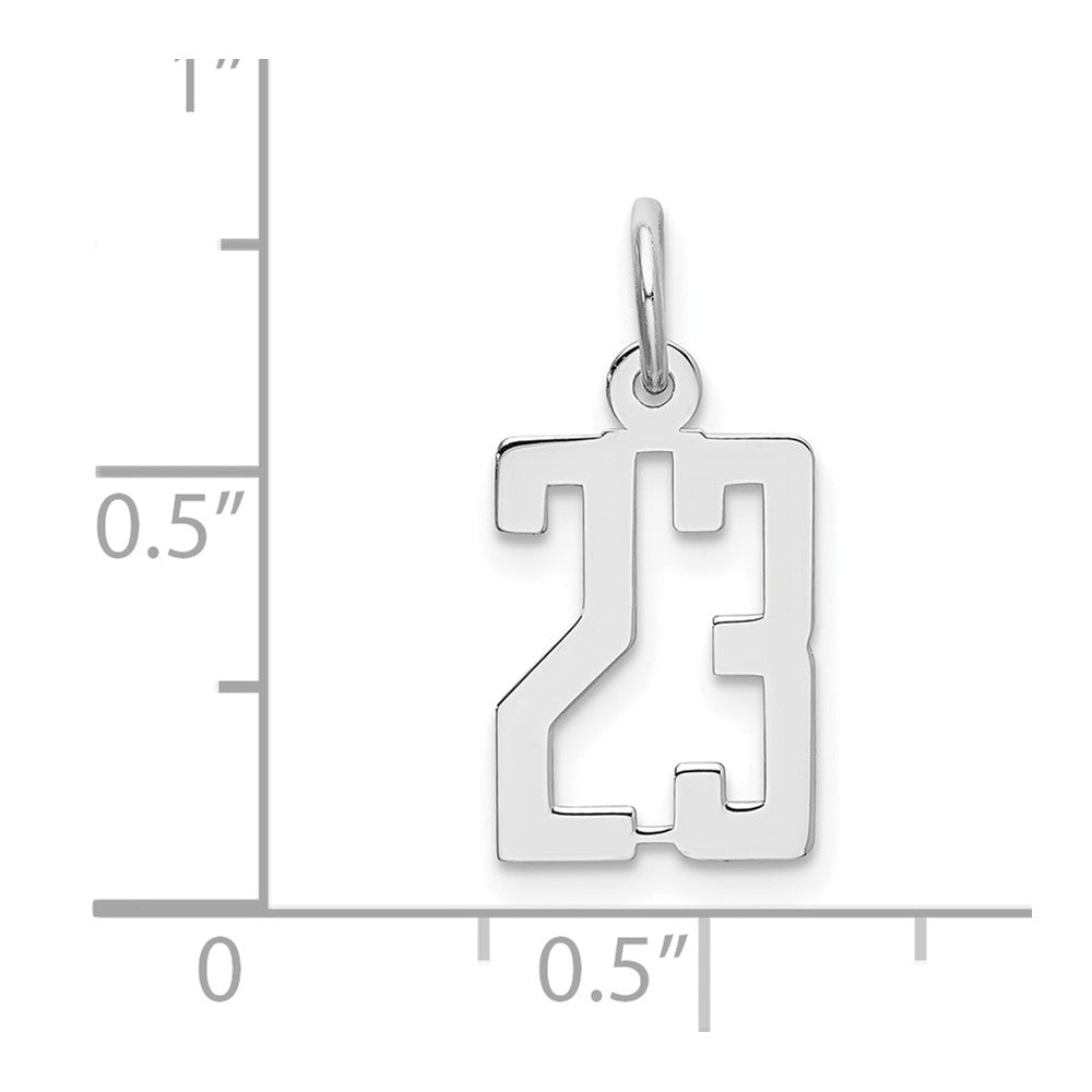 Sterling Silver Silver/Rhodium-Plated Elongated Number 23 Charm