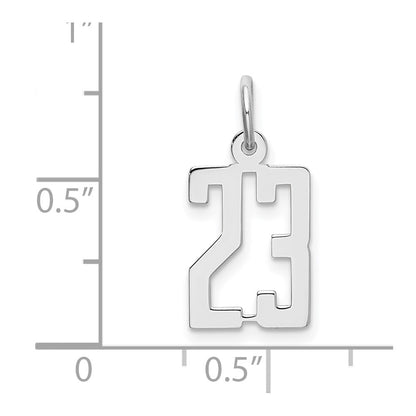 Sterling Silver Silver/Rhodium-Plated Elongated Number 23 Charm