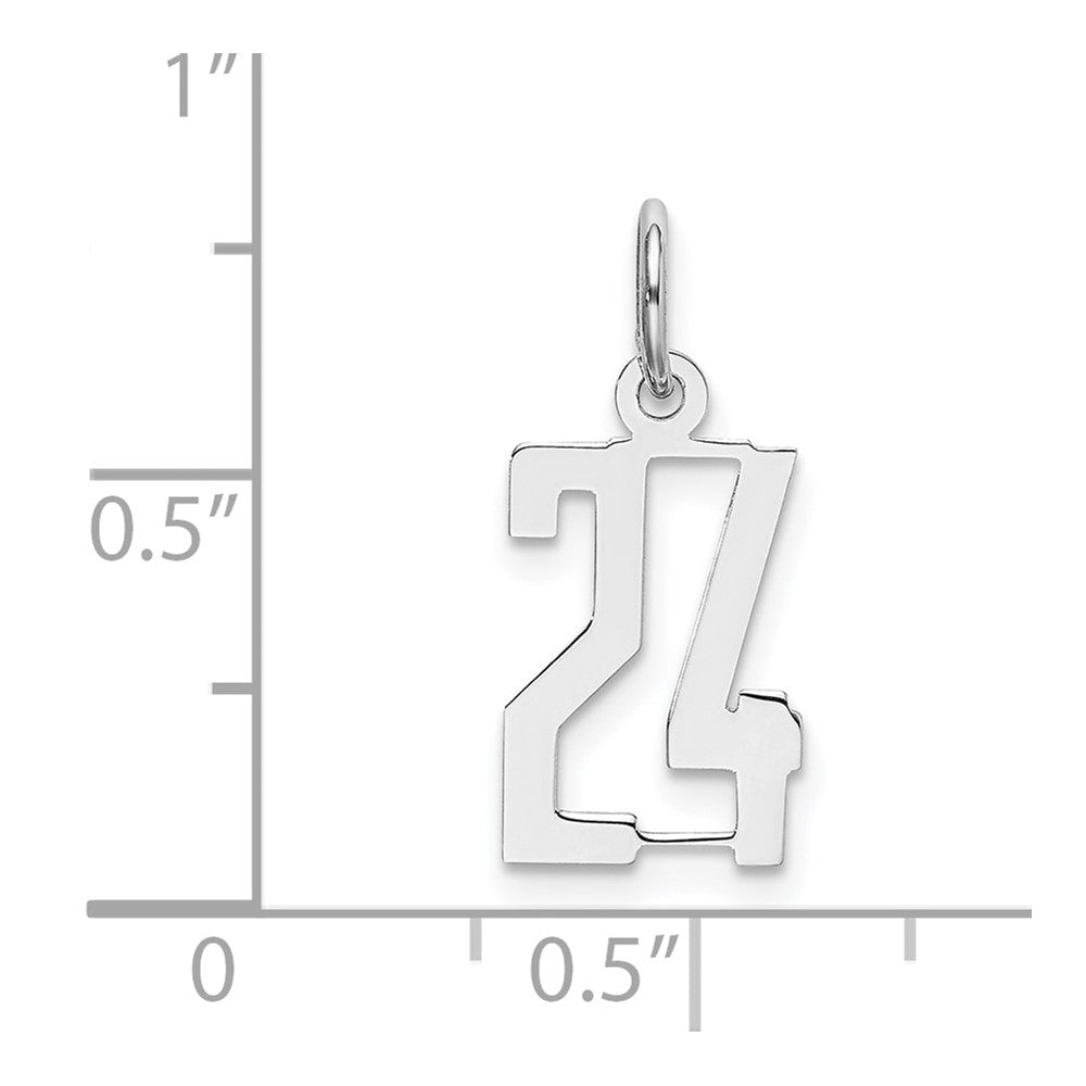Sterling Silver Silver/Rhodium-Plated Elongated Number 24 Charm