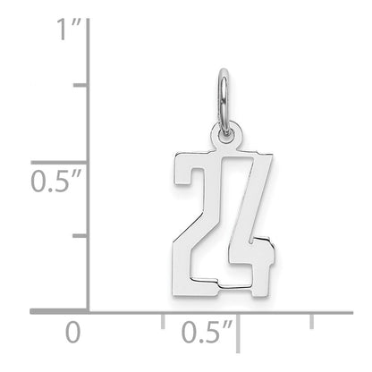 Sterling Silver Silver/Rhodium-Plated Elongated Number 24 Charm