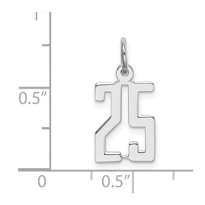 Sterling Silver Silver/Rhodium-Plated Elongated Number 25 Charm