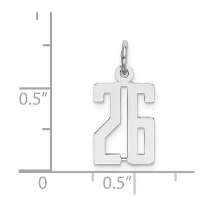 Sterling Silver Silver/Rhodium-Plated Elongated Number 26 Charm