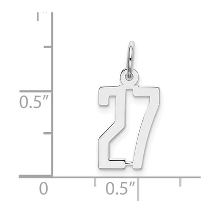 Sterling Silver Silver/Rhodium-Plated Elongated Number 27 Charm
