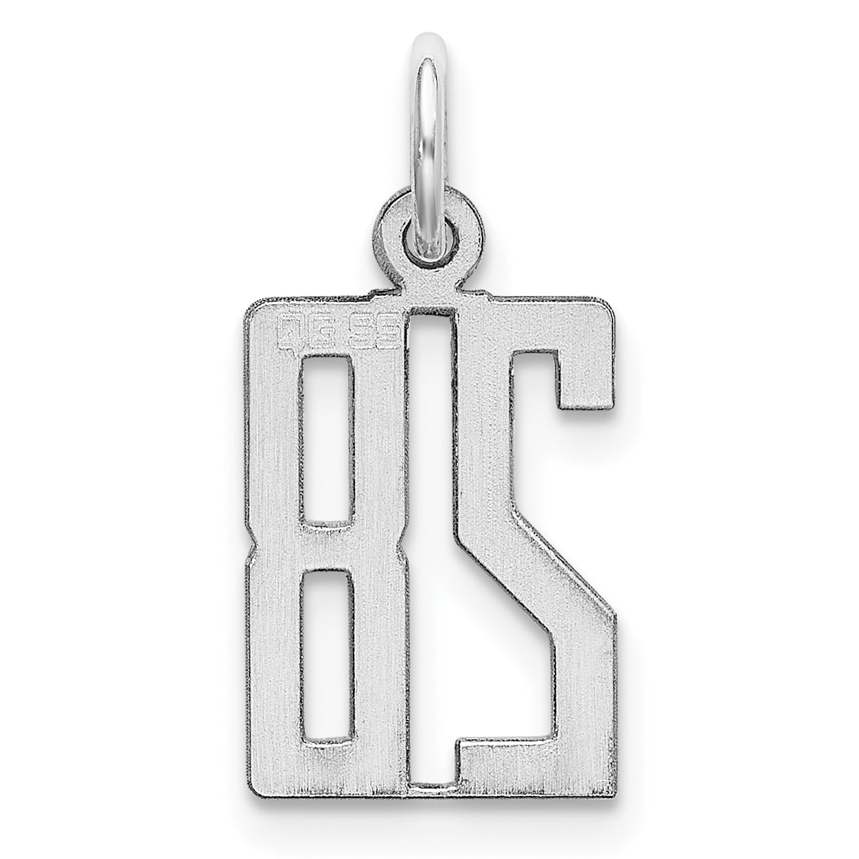 Sterling Silver Silver/Rhodium-Plated Elongated Number 28 Charm