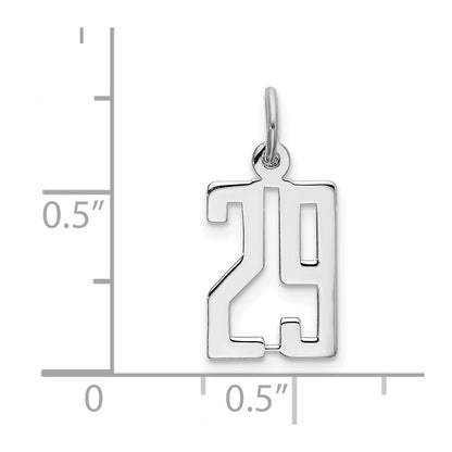 Sterling Silver Silver/Rhodium-Plated Elongated Number 29 Charm