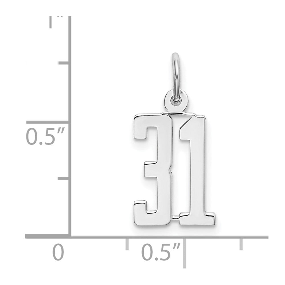 Sterling Silver Silver/Rhodium-Plated Elongated Number 31 Charm